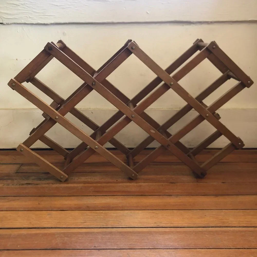 1970s Vintage Expandable Wooden Wine Rack - Versatile Organizer